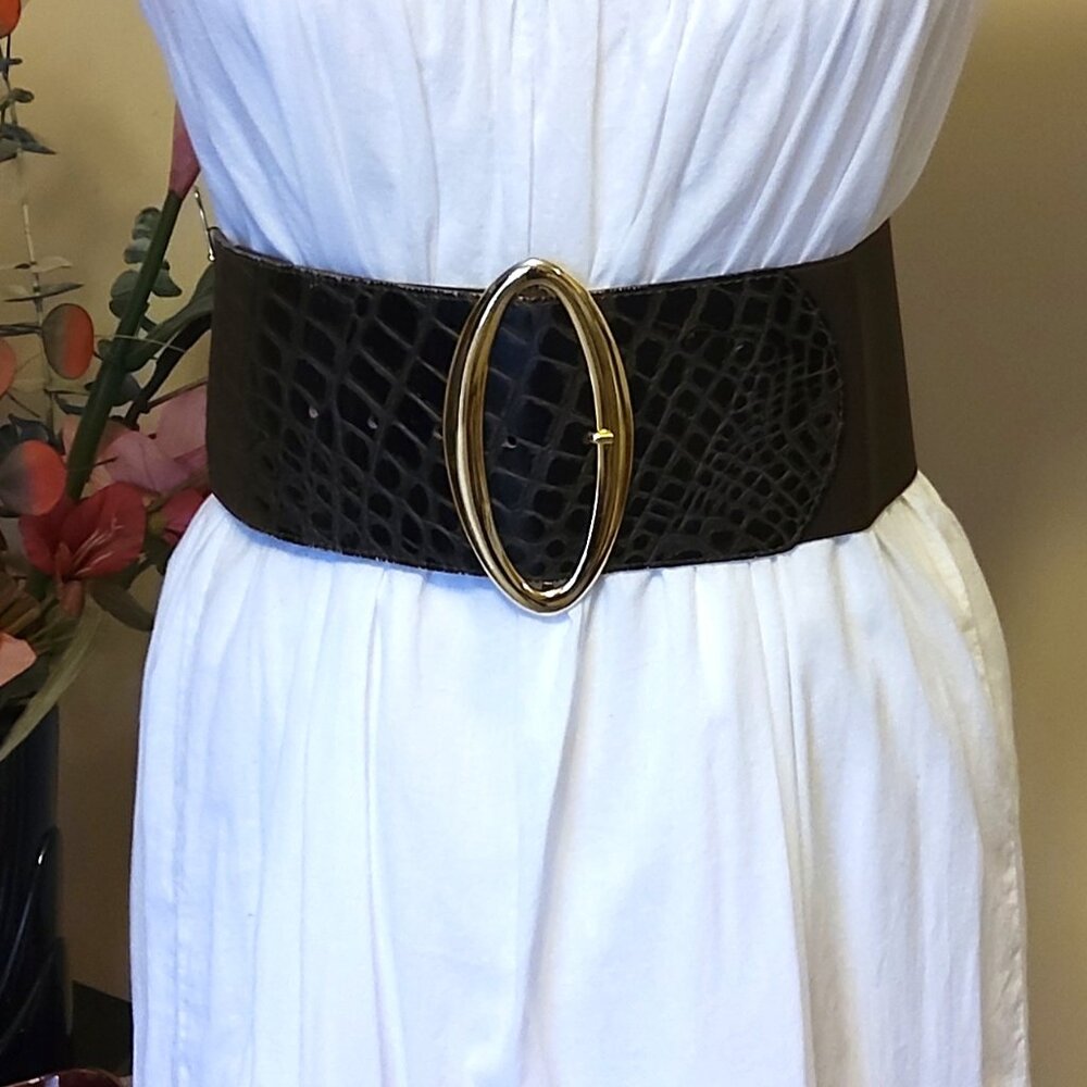 Vintage HYDE Collection 16081 Genuine Leather Belt Brown Classic Dress Belt L